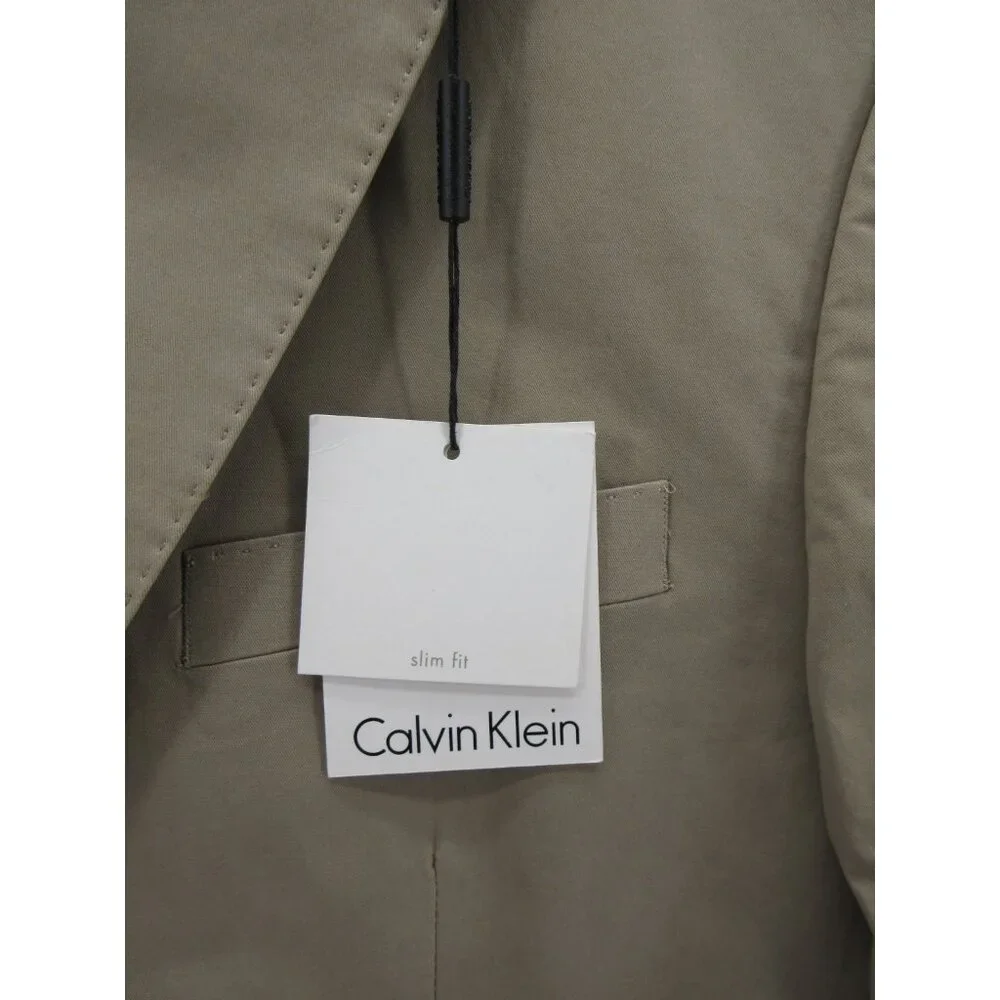 Calvin Klein Sport Coat 42 Tan Blazer Slim Fit Business Canvas NEW